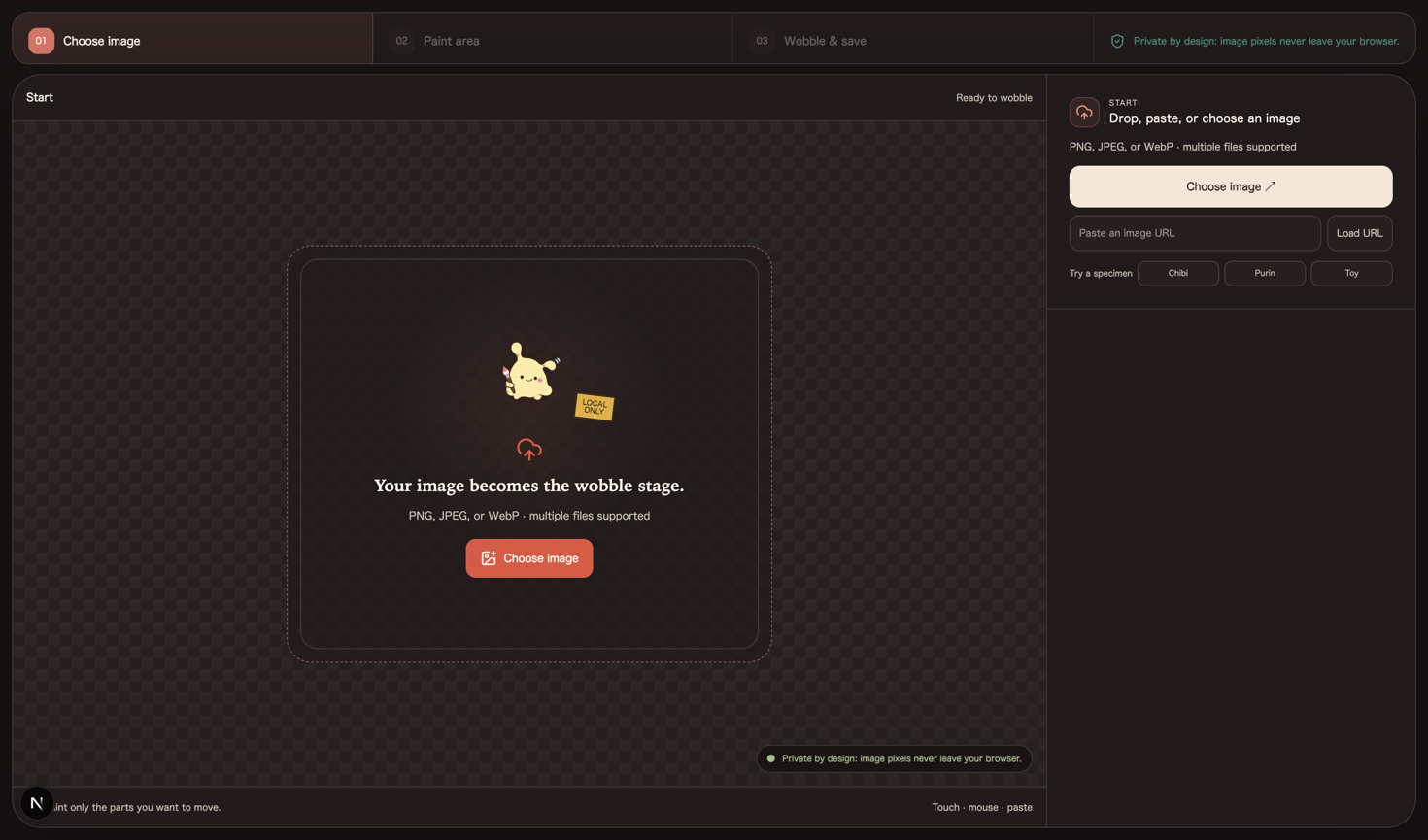 Upload a photo in the Purupuru Maker image wobble maker