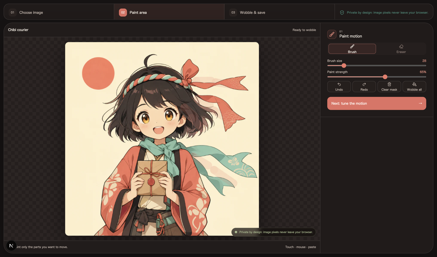 Paint a local mask for an image jiggle effect